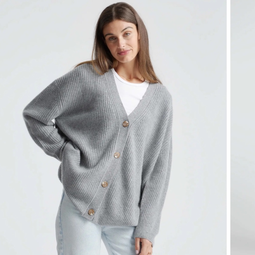 Quince Mongolian Cashmere Oversized Boyfriend Cardigan Sweater